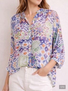 Maeve Multicolor Geometric Women's Blouse